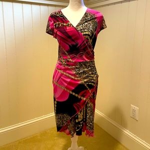 JOSEPH RIBKOFF hot pink print dress size 6